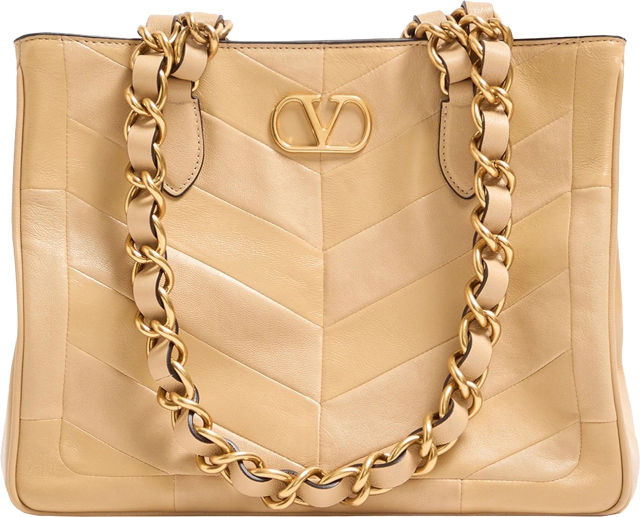 Valentino Black Laseine Chevron Quilted Nappa Tote Bruin