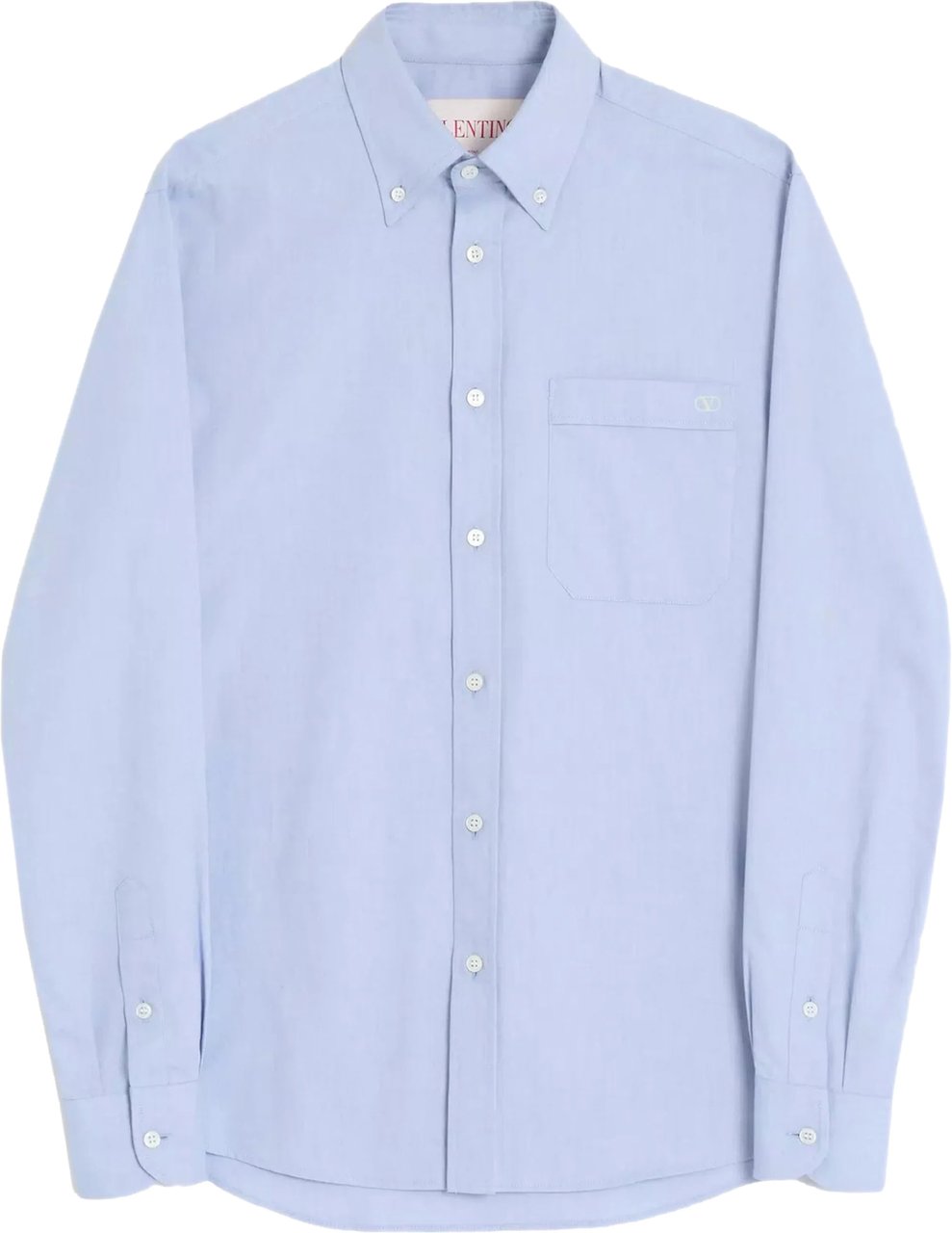 Valentino Light Blue Cotton Button-Up Tailored Shirt Blauw
