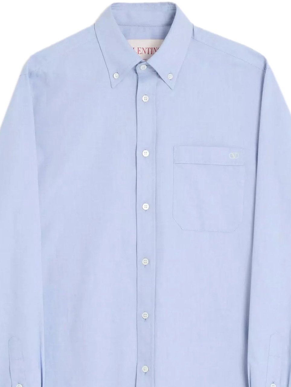 Valentino Light Blue Cotton Button-Up Tailored Shirt Blauw