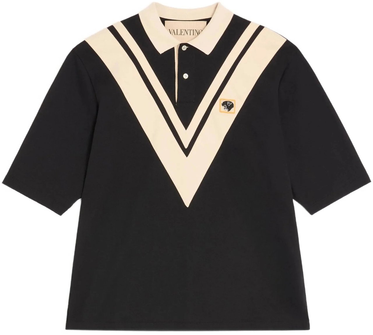 Valentino V-Pattern Short-Sleeved Boxy Fit Polo Shirt Zwart