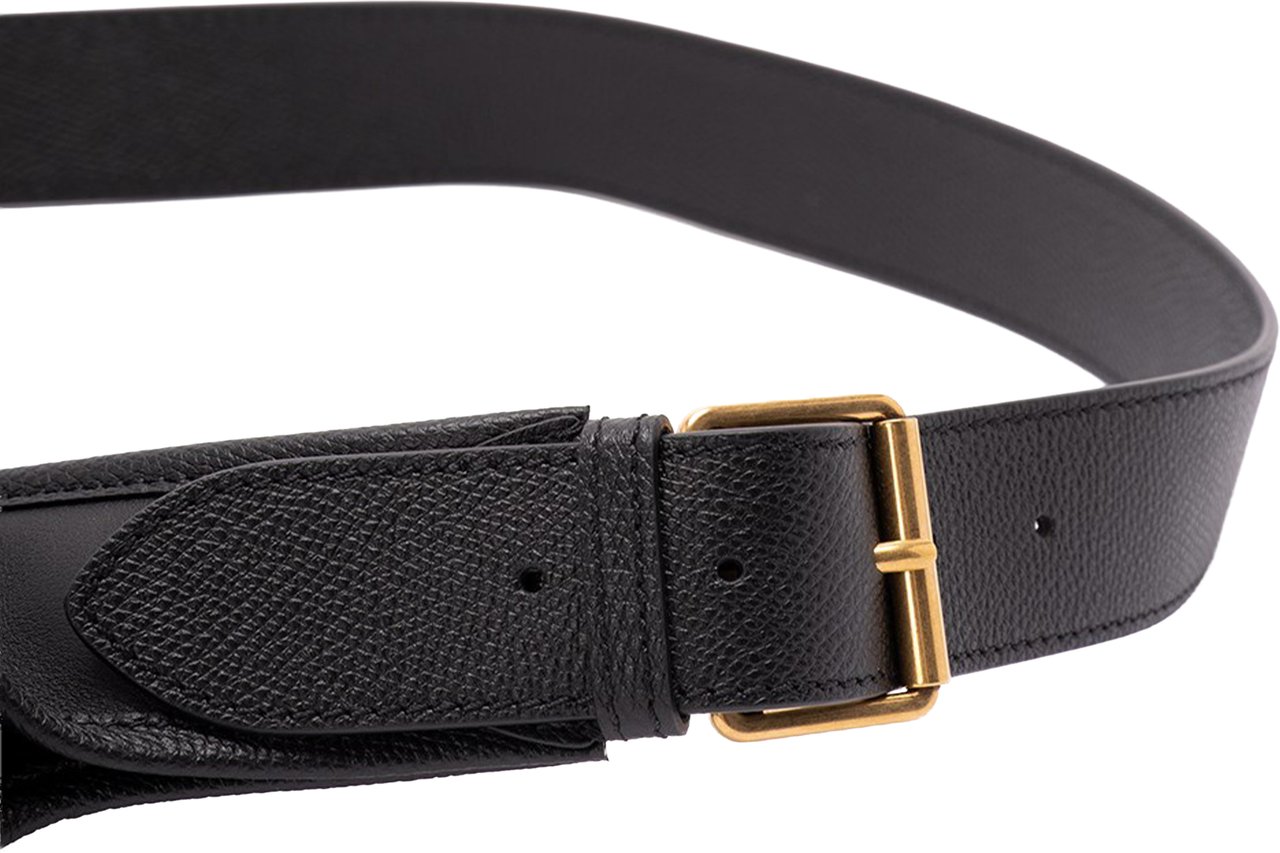 Valentino Black Curved Flap Logo Belt Bag Zwart
