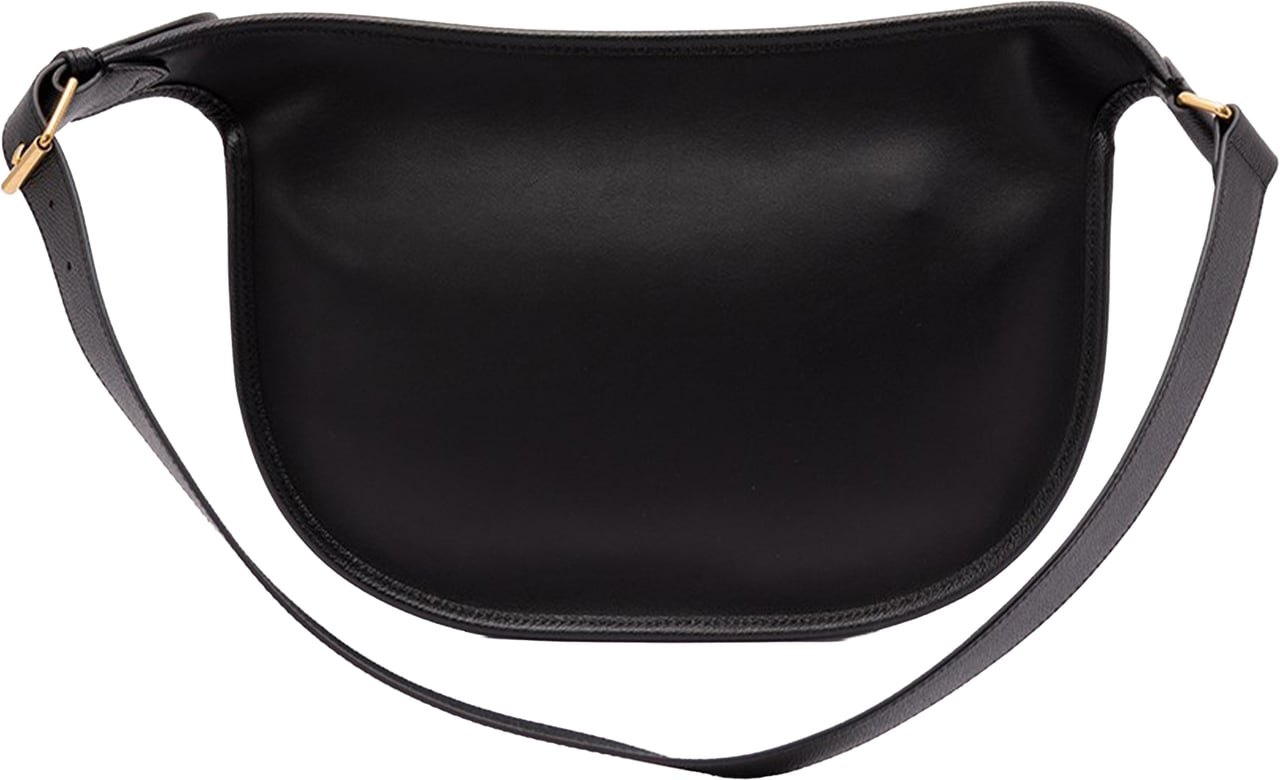 Valentino Black Curved Flap Logo Belt Bag Zwart