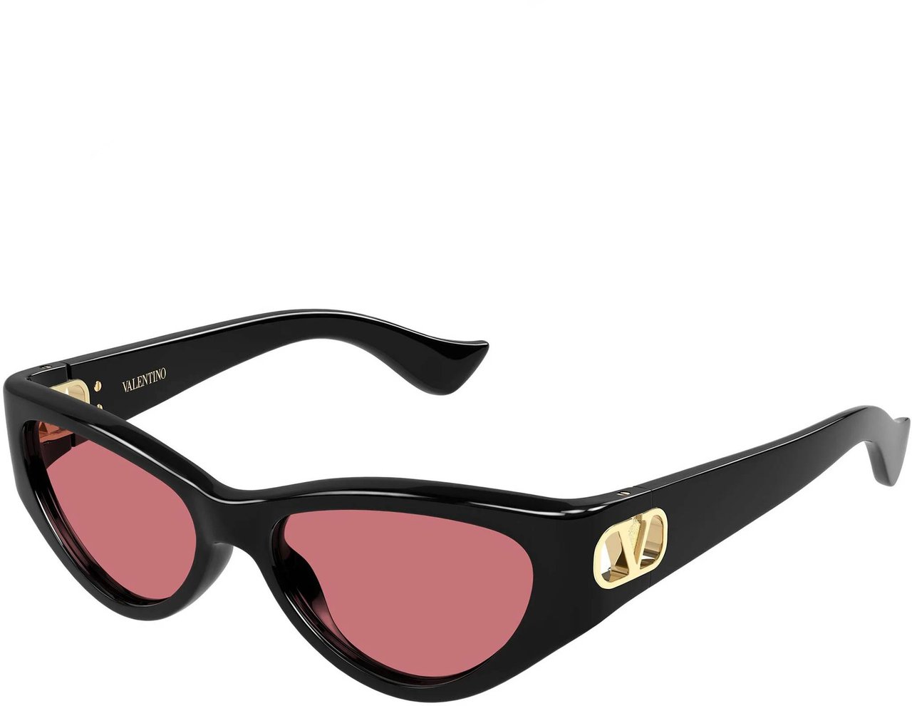 Valentino Black Cat-Eye Gold Emblem Acetate Sunglasses Zwart