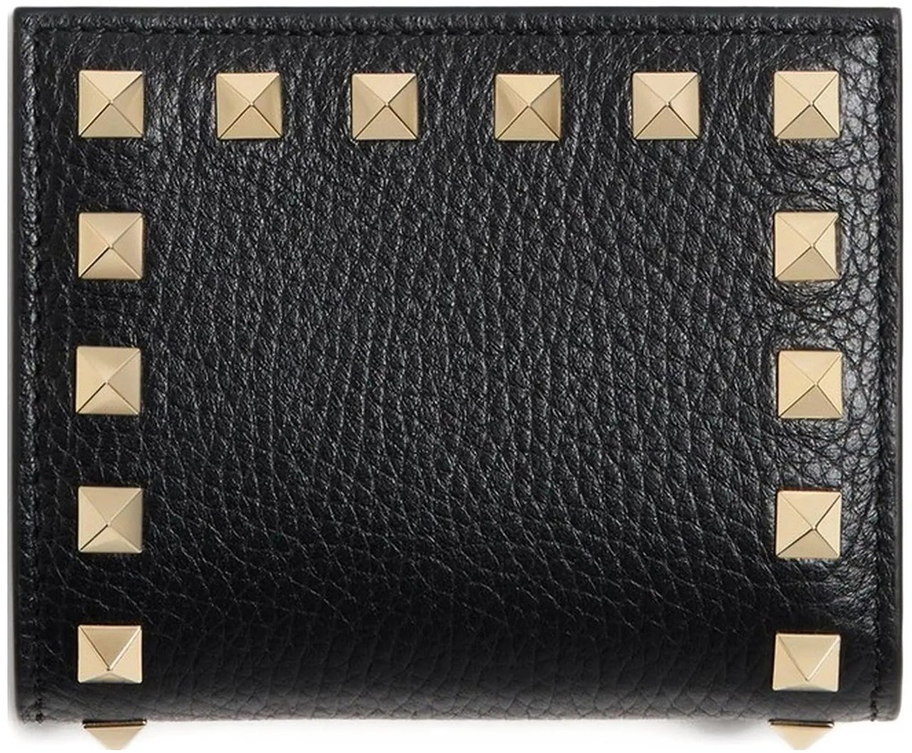 Valentino Black French Wallet Textured Studded Wallet Zwart