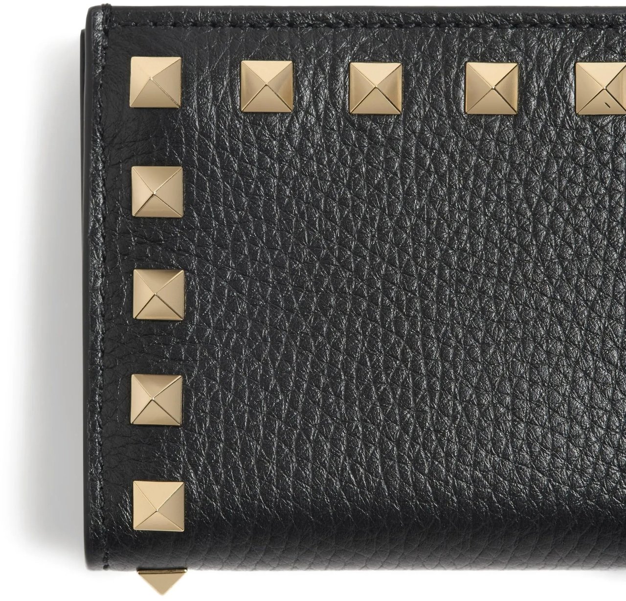 Valentino Black French Wallet Textured Studded Wallet Zwart
