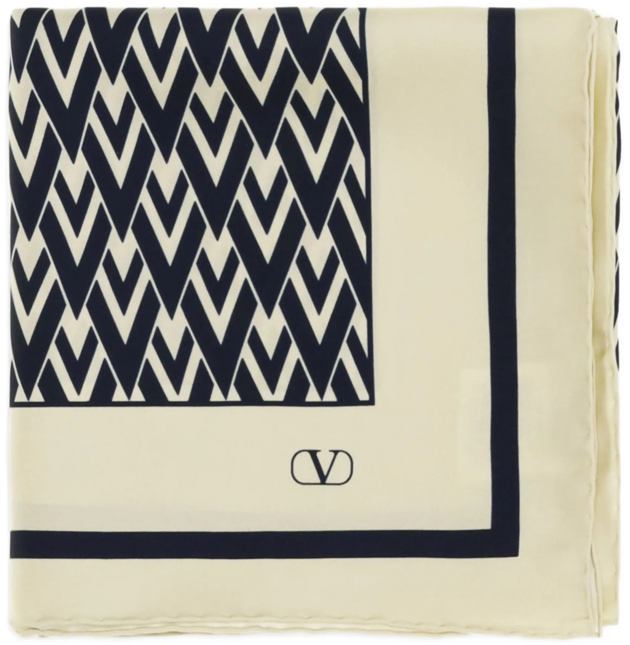 Valentino Dark/Light Foulard Toute Geometric Silk Scarf Zwart