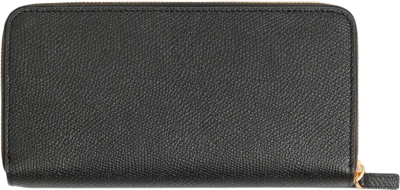 Valentino Textured Leather Zip-Around Vlogo Wallet Zwart