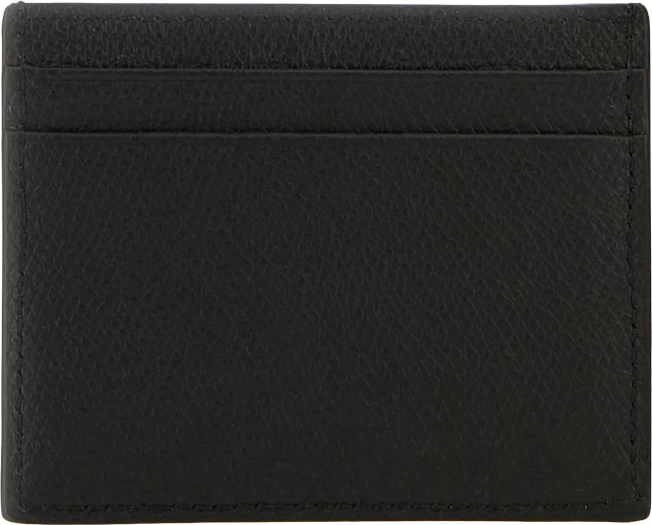 Valentino Textured Leather Card Holder Vlogo Wallet Zwart