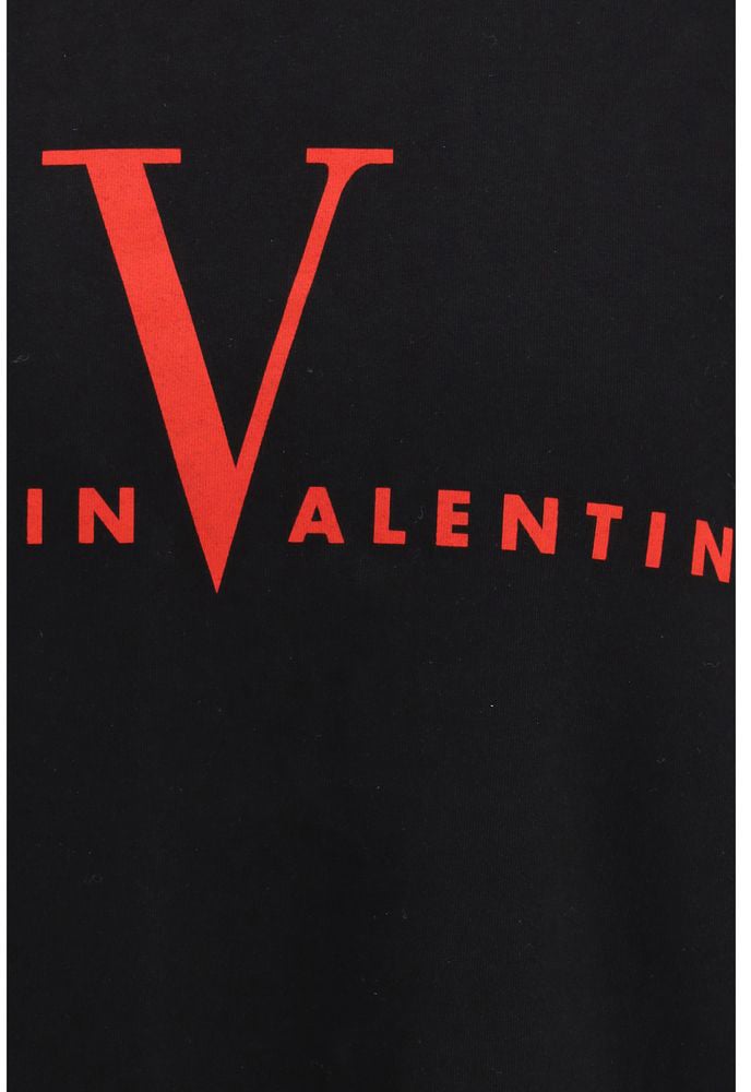 Valentino Valentino Black Cotton T-Shirt Zwart