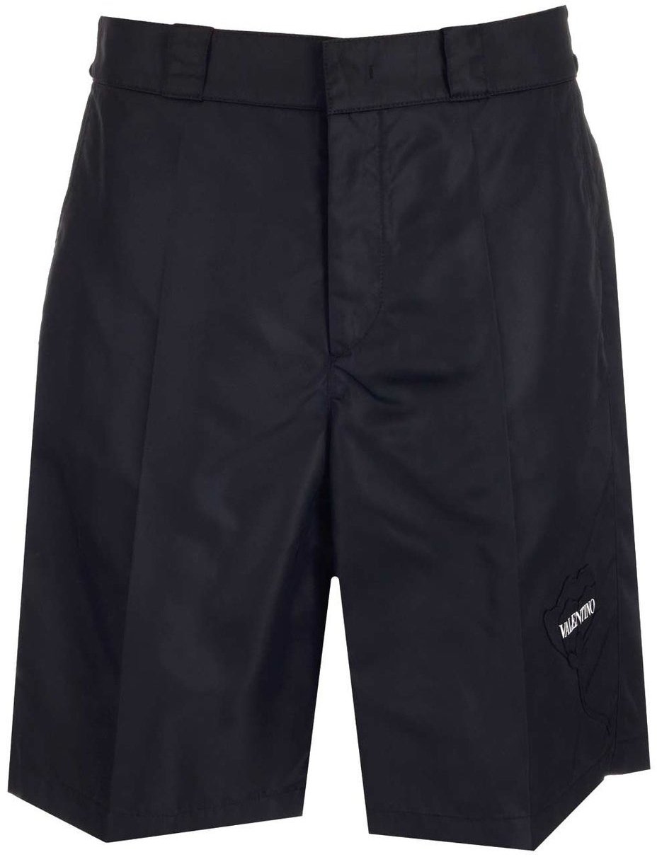 Valentino Flower Embroidery Bermuda Shorts Zwart