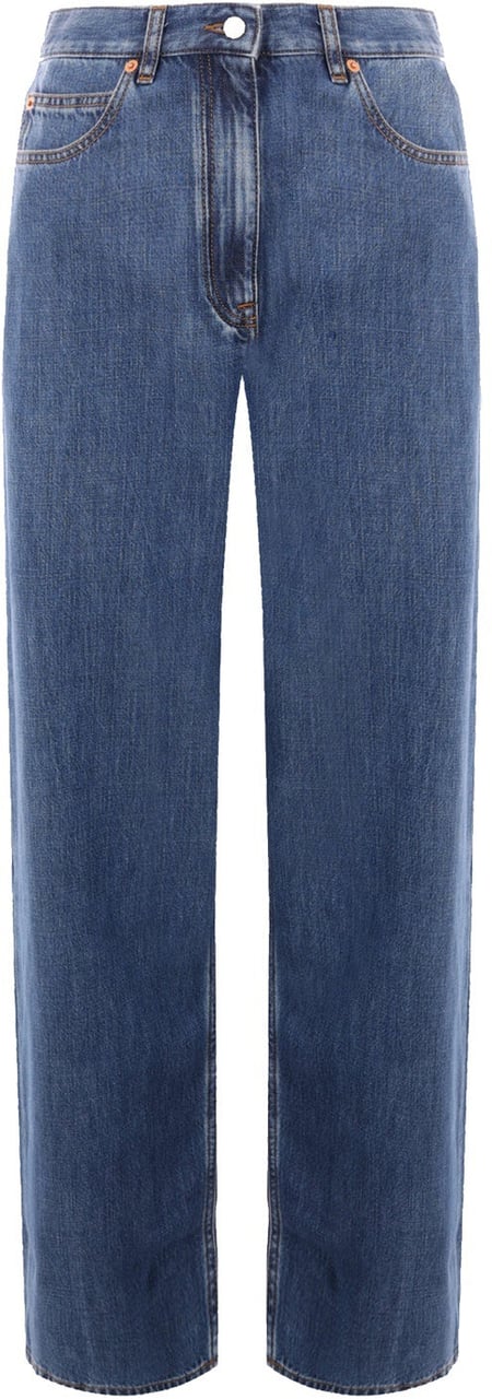 Valentino Valentino Wide Leg Denim Jeans Blauw
