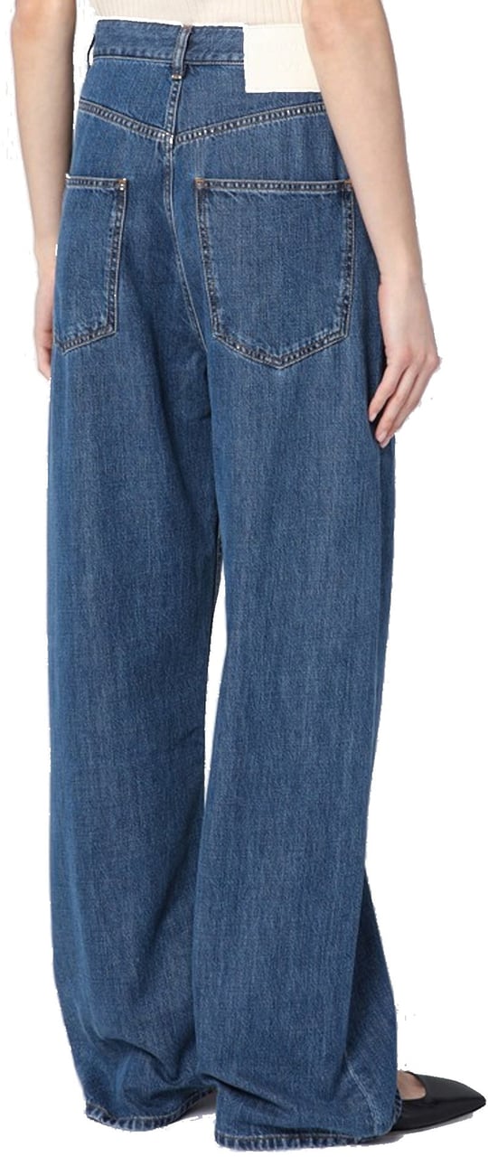 Valentino Valentino Wide Leg Denim Jeans Blauw