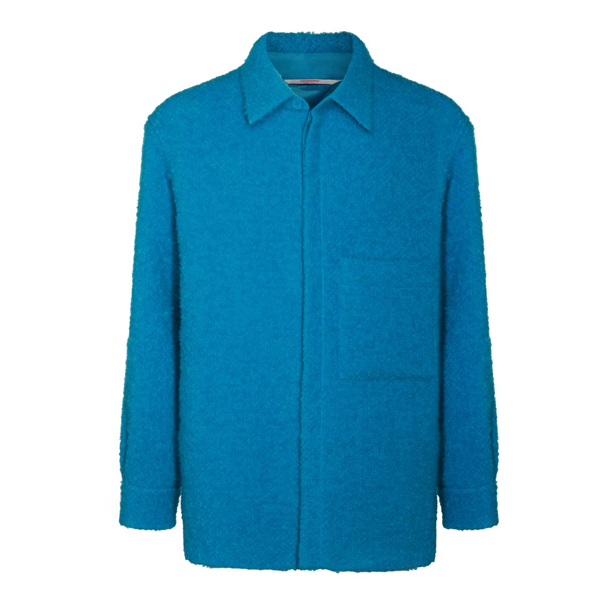Valentino Blue Wool Down Jacket With Classic Design Elements Blauw