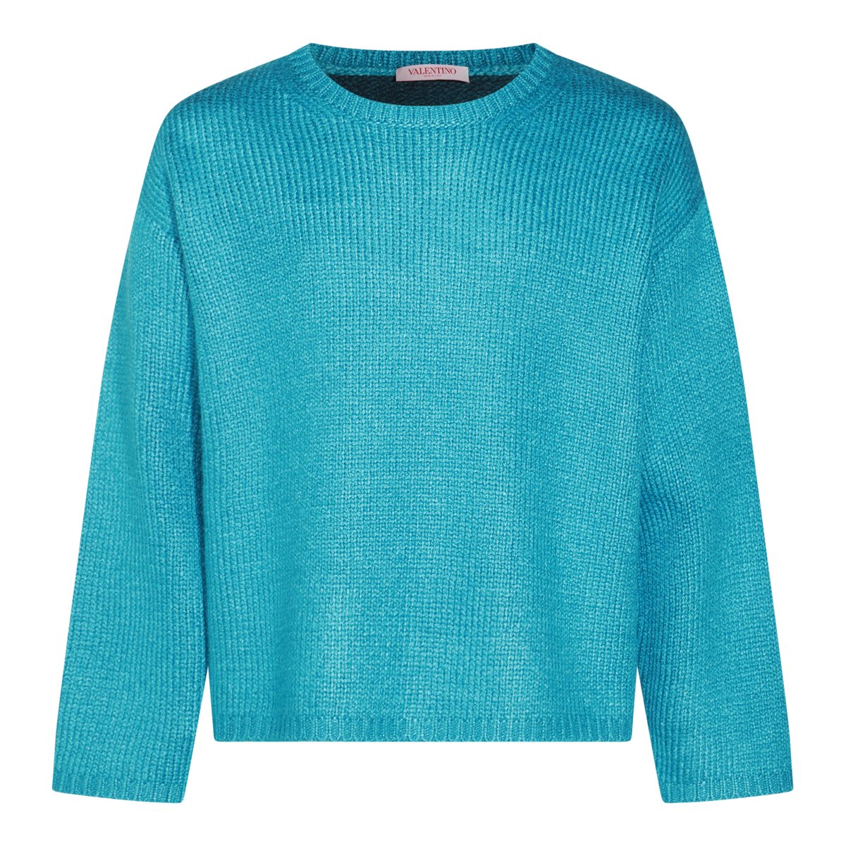 Valentino Silk Knit Sweater With Round Neckline And Long Sleeves Groen