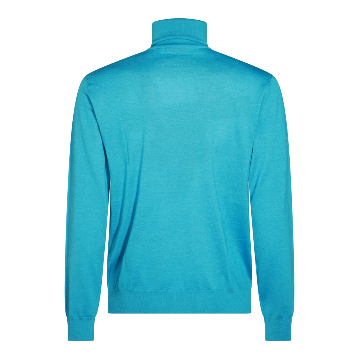 Valentino Light Blue Wool Knitwear With High Collar And Ribbed Details Groen