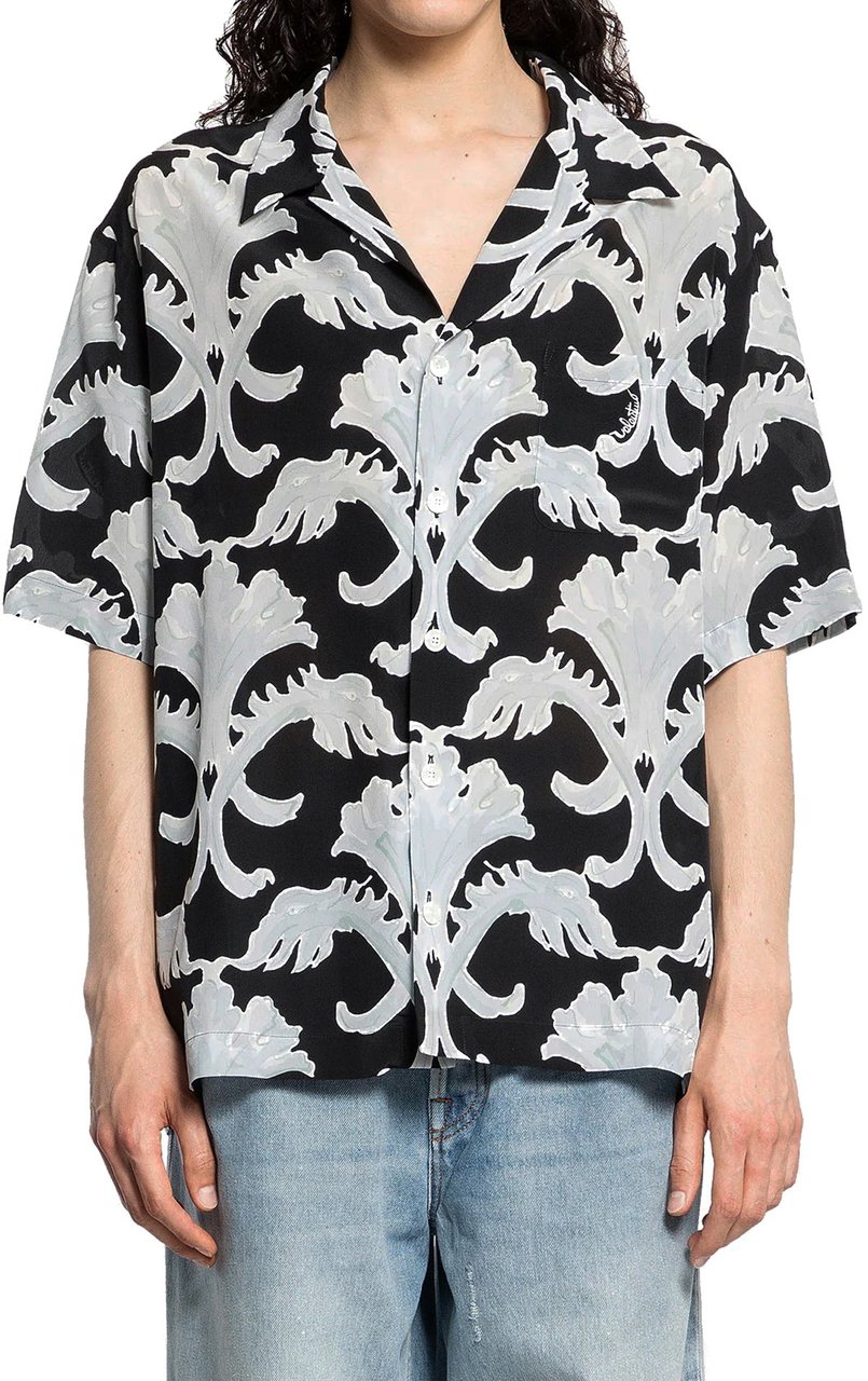 Valentino Valentino Garavani Metamorphos Wall Print Bowling Shirt Zwart