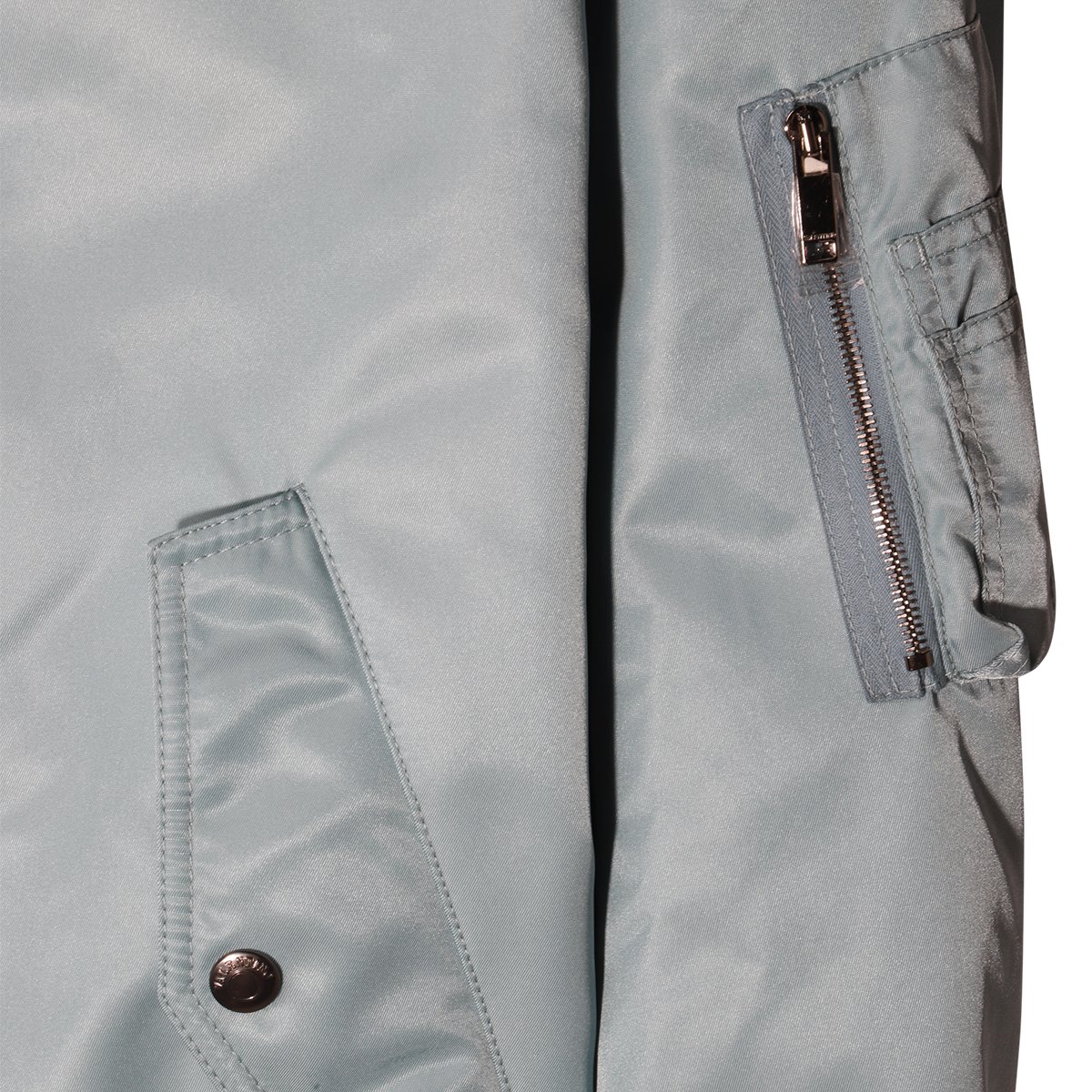 Valentino Light Blue Satin-Finish Casual Jacket With Logo Detail Blauw