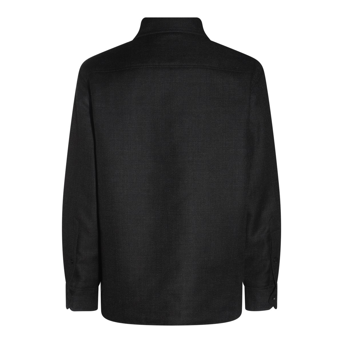Valentino Textured Grey Wool Casual Jacket With Distinctive Logo Zwart