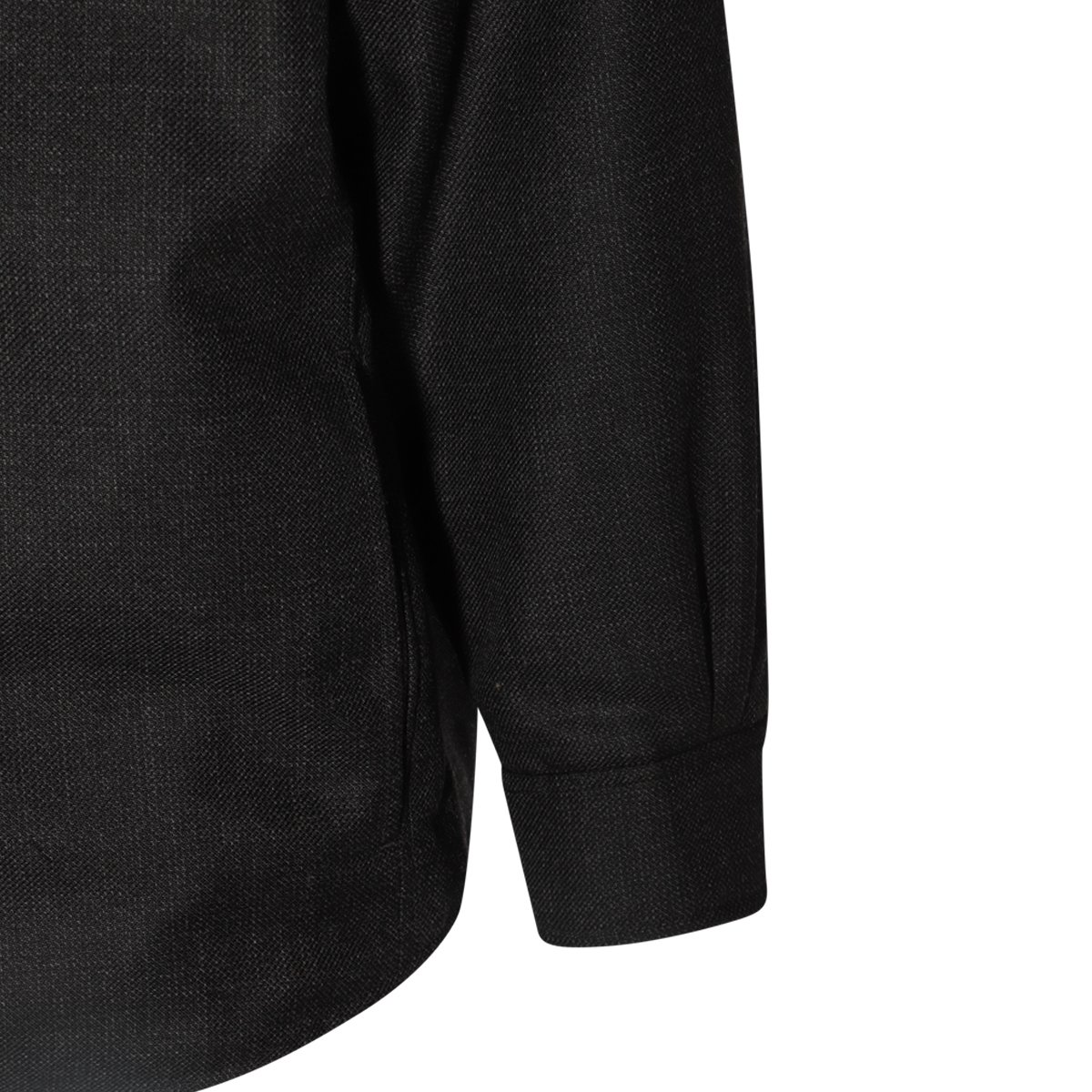 Valentino Textured Grey Wool Casual Jacket With Distinctive Logo Zwart