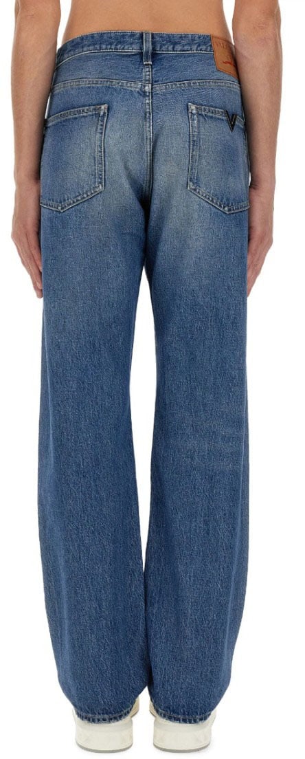 Valentino Classic Five-Pocket Denim Jeans With Logo Detail Blauw