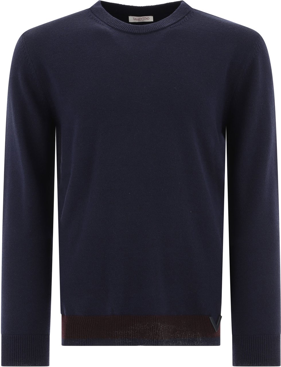 Valentino Sweater with rubberised V Detail Blauw