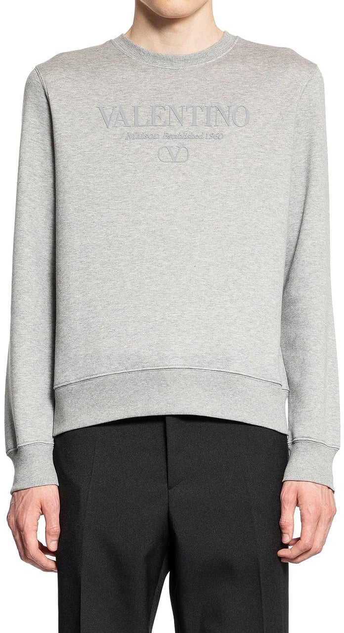 Valentino Valentino Garavani Cotton Logo Sweatshirt Grijs
