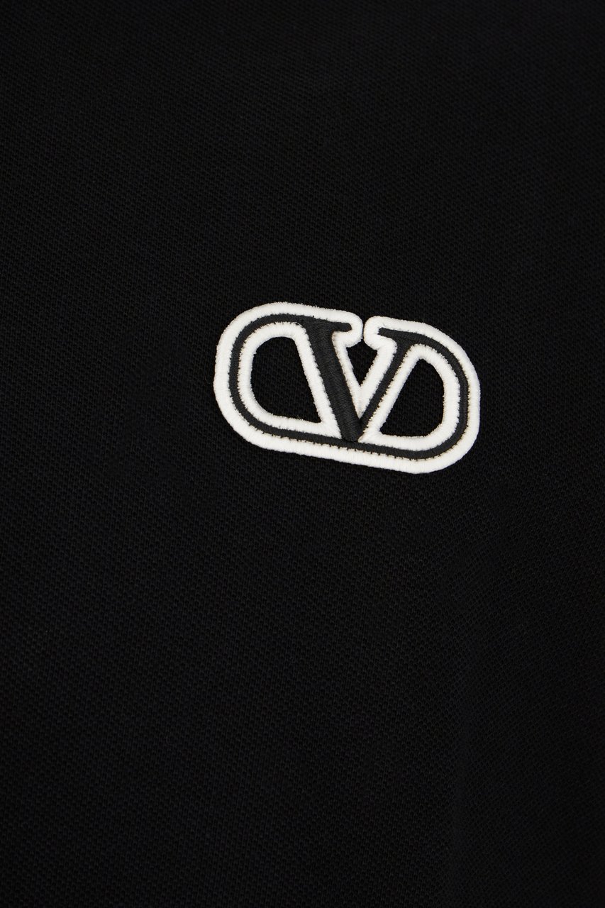 Valentino Valentino Black piquet polo shirt Zwart