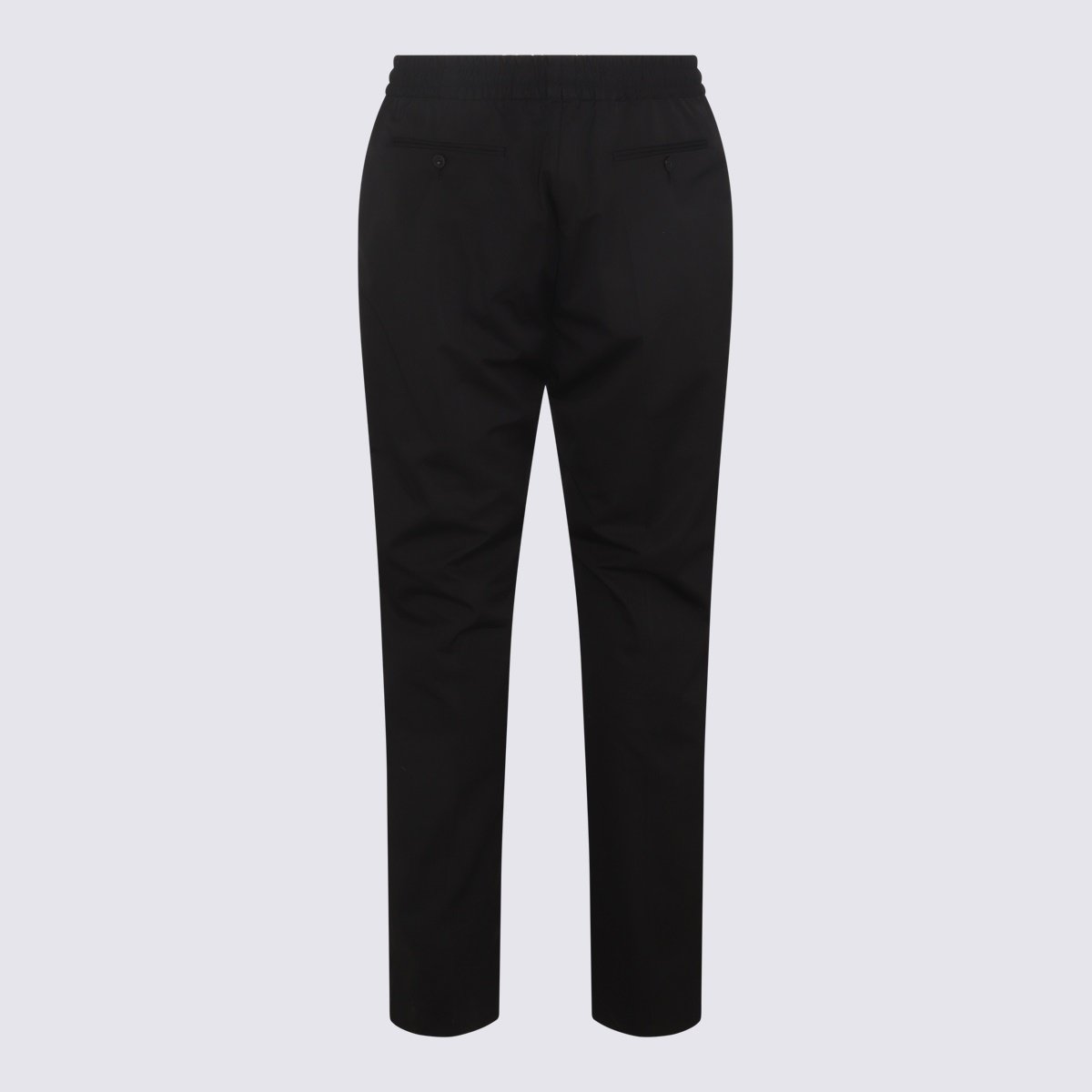 Valentino Tailored Black Trousers With Adjustable Drawstring And Buttoned Pockets Zwart
