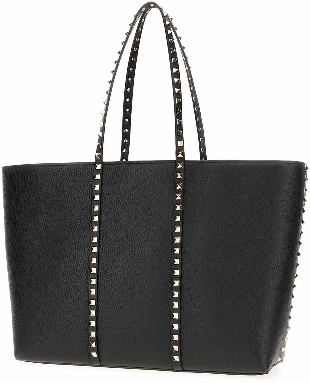Valentino Valentino Black leather Rockstud shopping bag Zwart