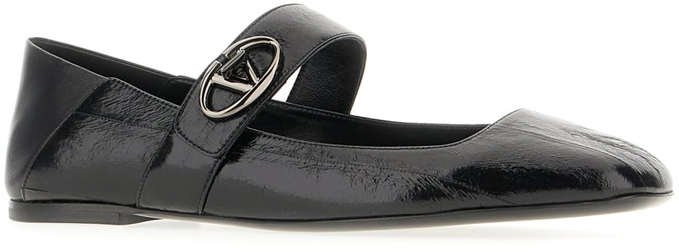 Valentino Valentino Black leather ballerinas Zwart