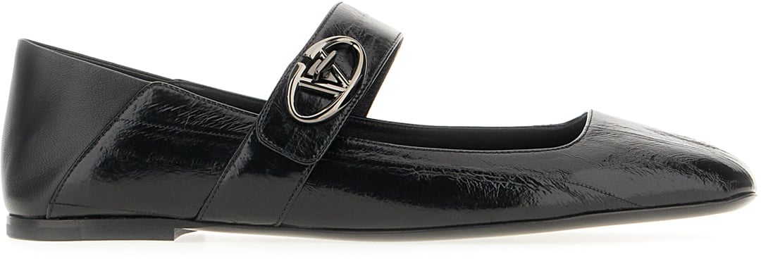 Valentino Valentino Black leather ballerinas Zwart
