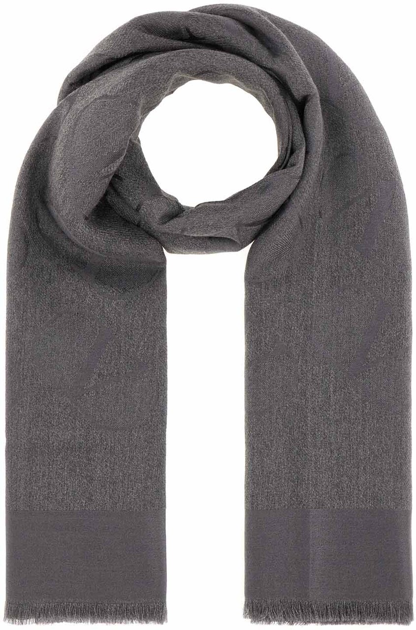Valentino Valentino Dark grey wool blend scarf Grijs