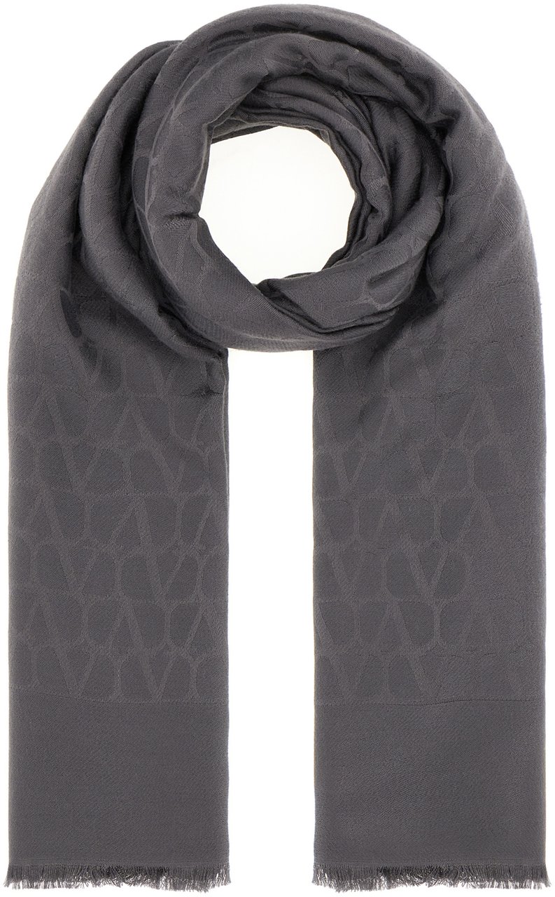 Valentino Valentino Dark grey silk blend scarf Grijs