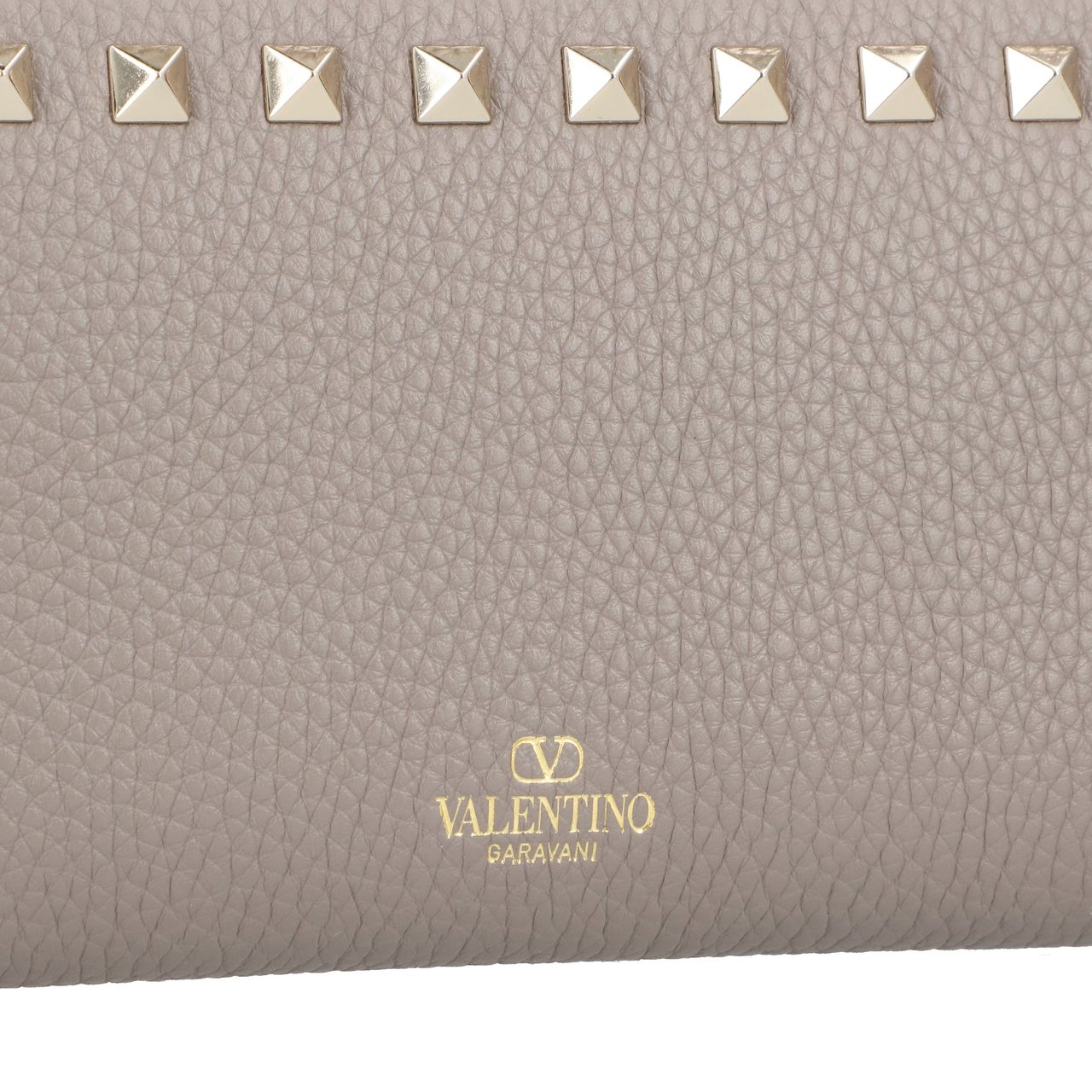 Valentino Rockstud Grey Leather Wallet Grijs