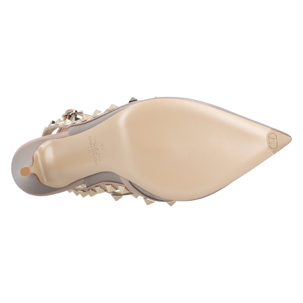 Valentino Brown Leather Rockstud Pumps Neutraal