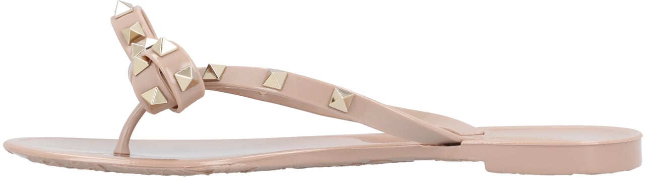 Valentino Rockstud Bow Flip Flops Neutraal