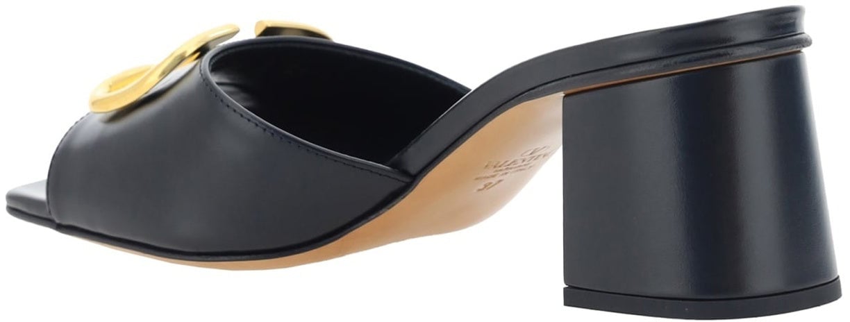 Valentino Valentino Garavani Vlogo Leather Sandals Zwart