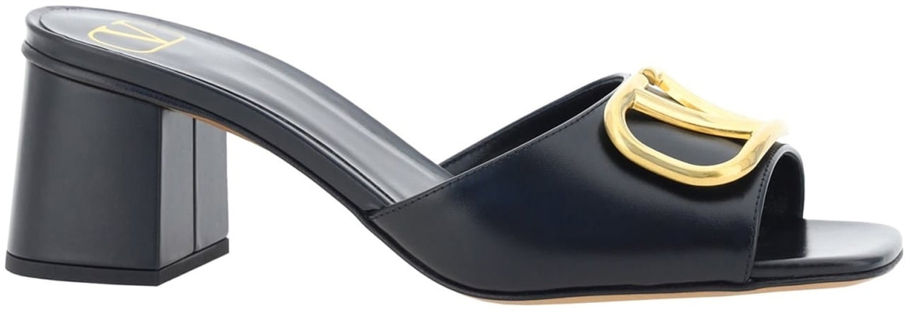 Valentino Valentino Garavani Vlogo Leather Sandals Zwart