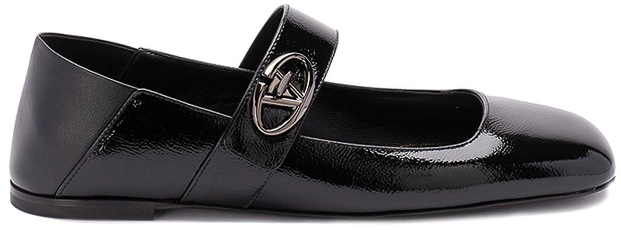 Valentino Valentino Garavani Leather Locker Ballerina Flats Zwart