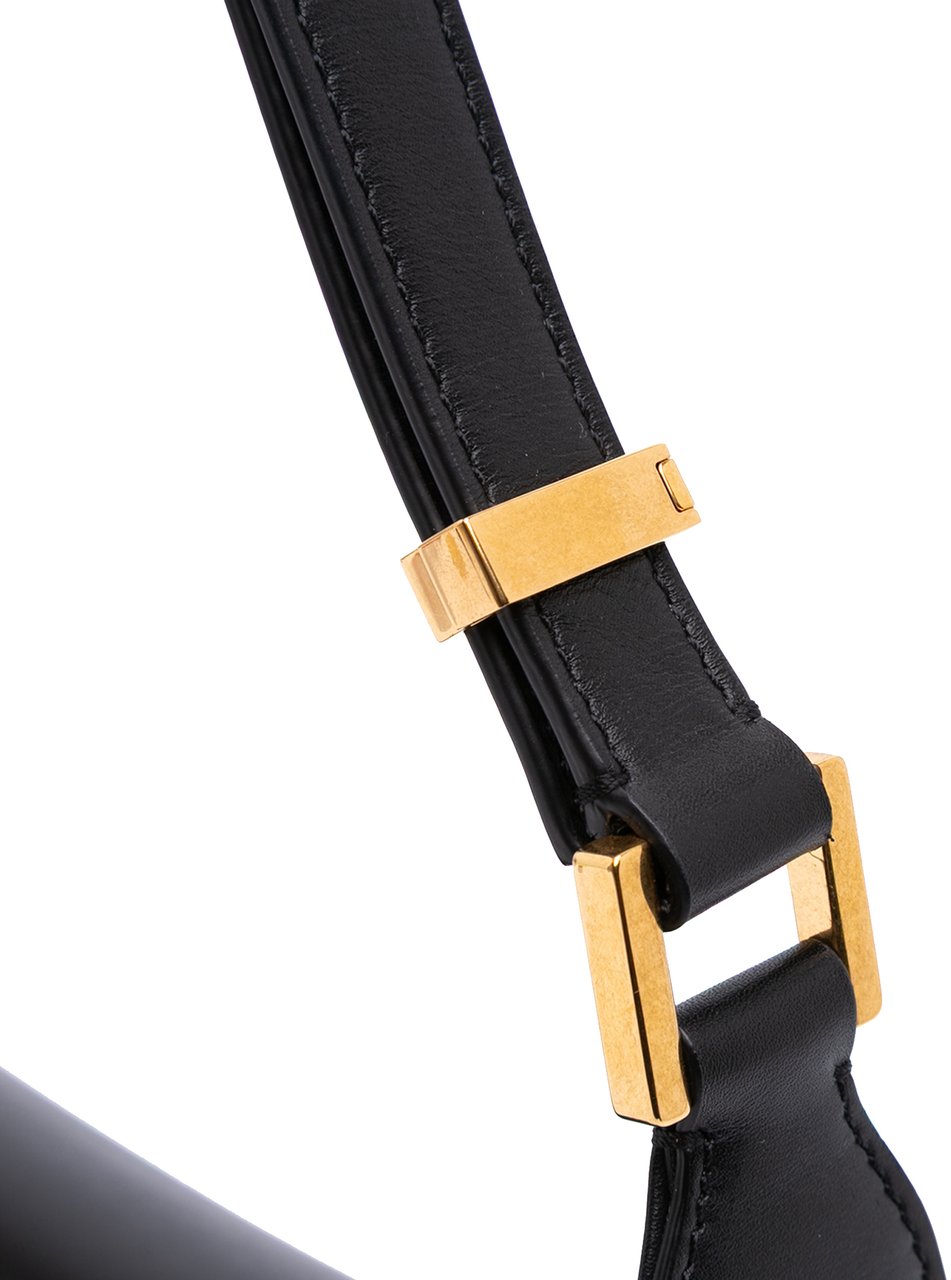 Valentino Medium Leather Vlogo Chain Shoulder Bag Zwart