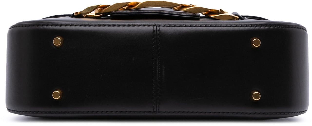 Valentino Medium Leather Vlogo Chain Shoulder Bag Zwart