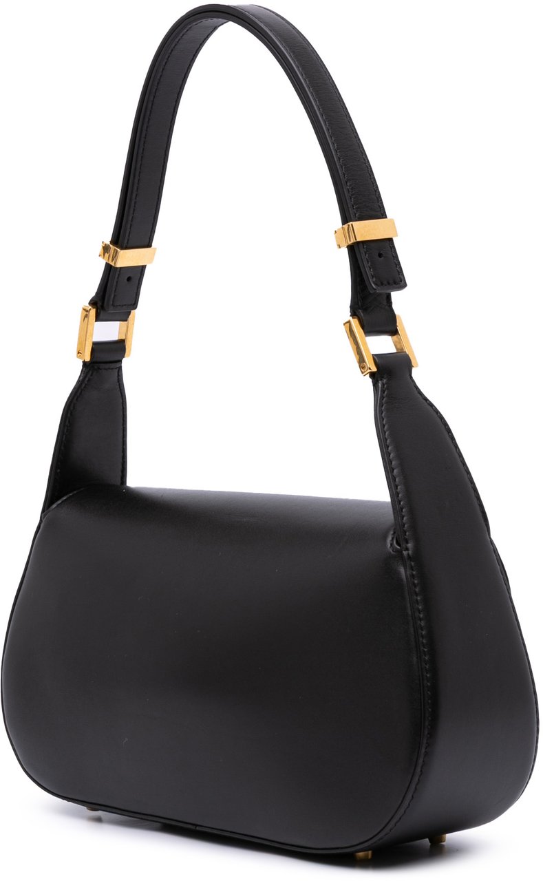 Valentino Medium Leather Vlogo Chain Shoulder Bag Zwart