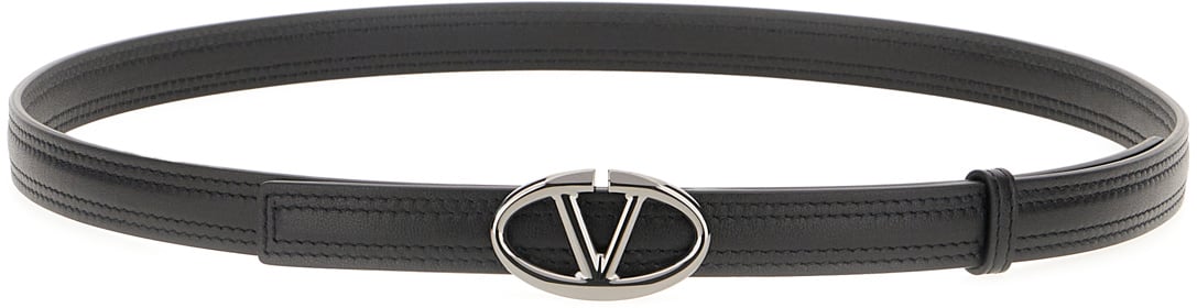 Valentino Valentino Black leather belt Zwart