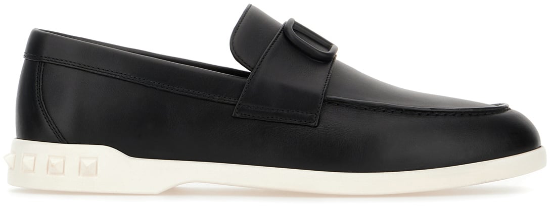 Valentino Valentino Black leather loafers Zwart