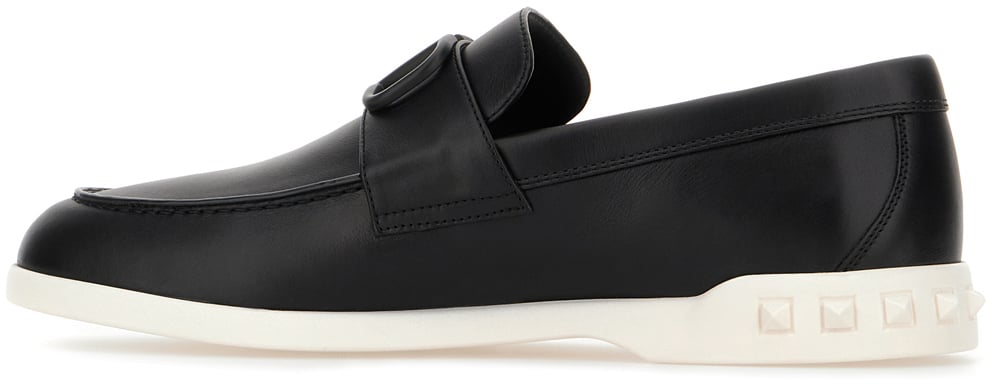 Valentino Valentino Black leather loafers Zwart
