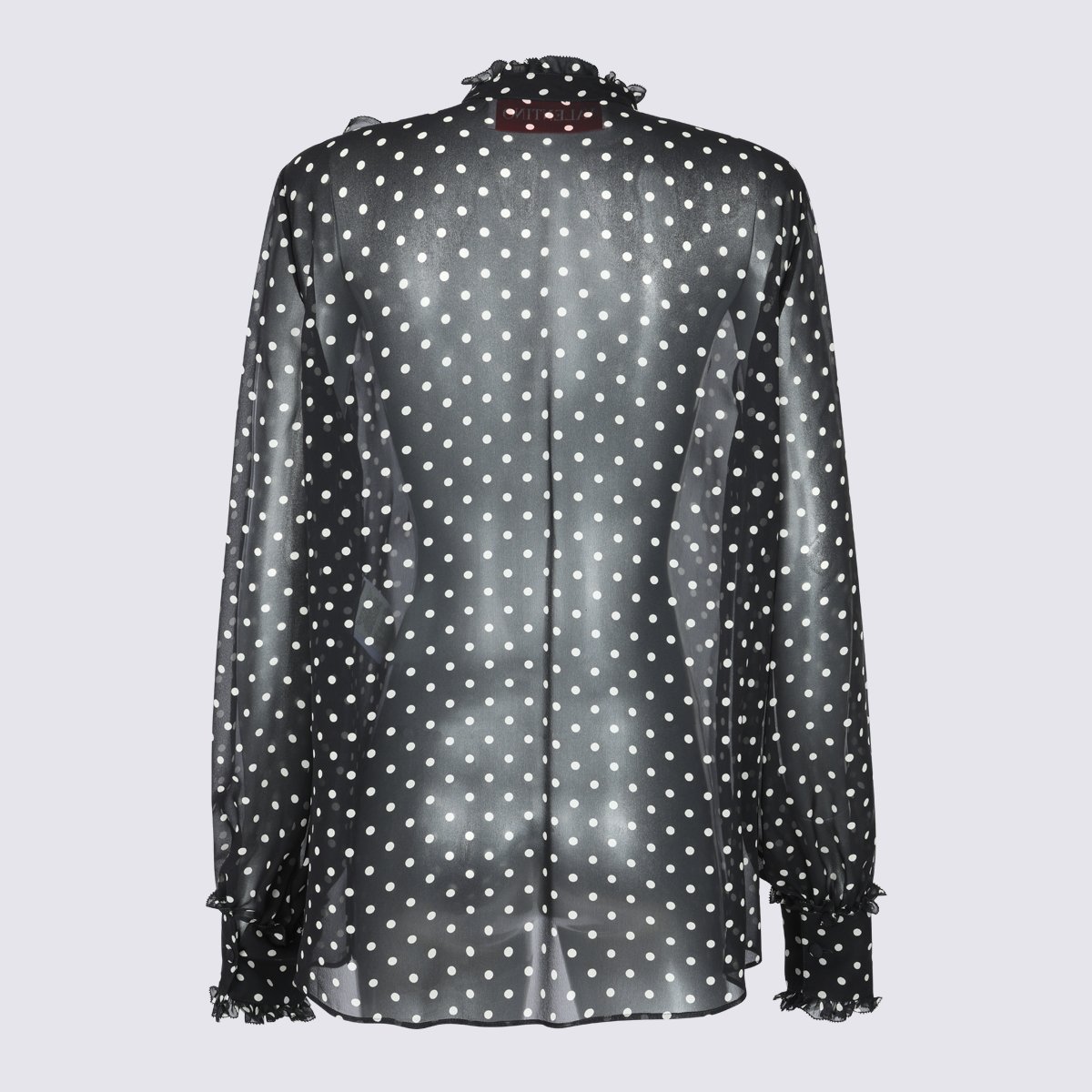 Valentino Sheer Black Blouse with Ruffled Accents Grijs