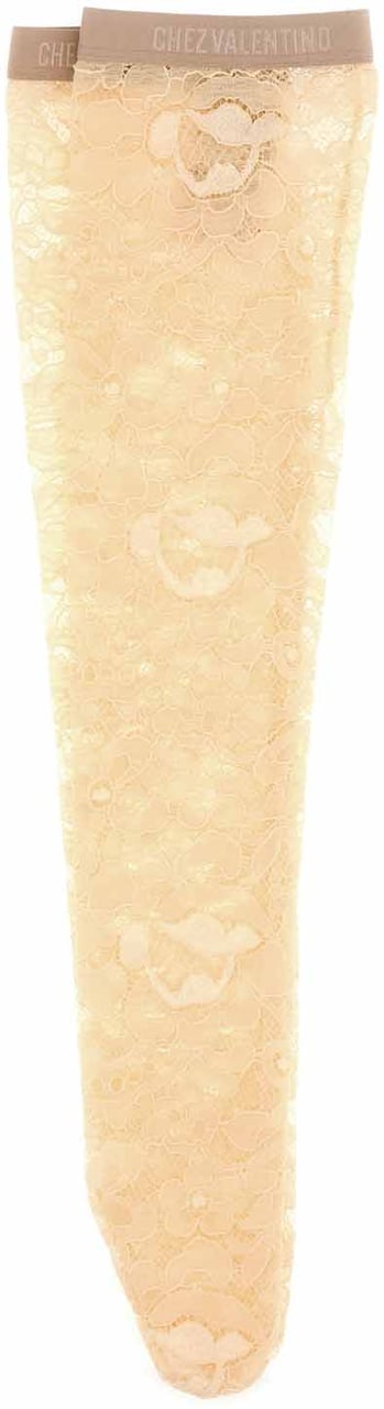 Valentino Valentino Cream stretch lace socks Geel