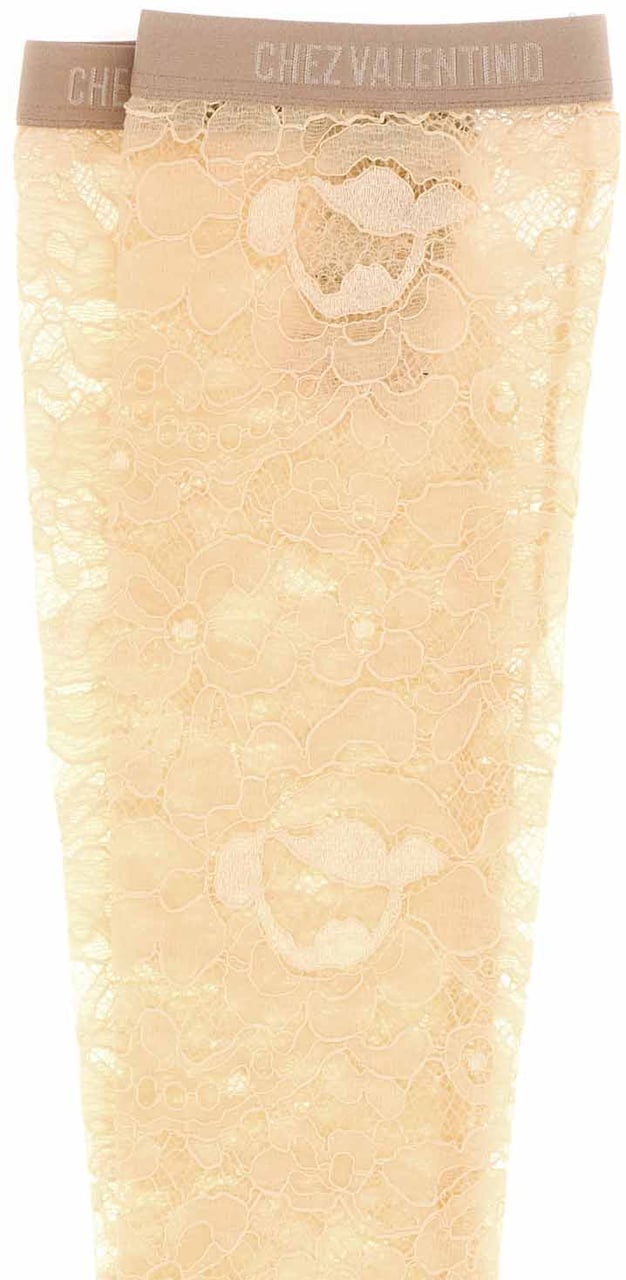 Valentino Valentino Cream stretch lace socks Geel