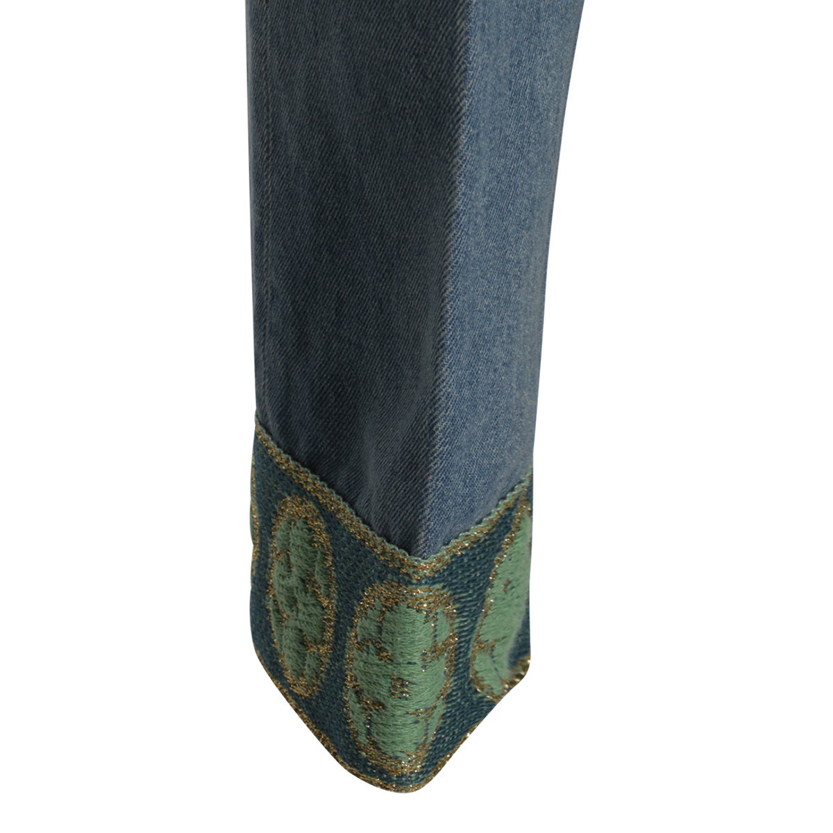 Valentino Faded Grey Cotton Denim Jeans with Embroidered Cuffs Grijs