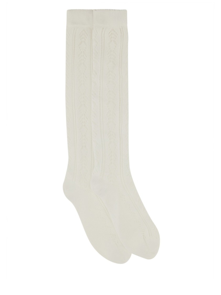 Valentino Perforated Cotton Socks With Vlogo Wit